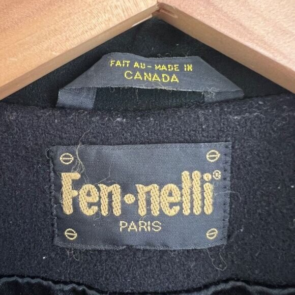 Vintage Fennelli Paris Women's Med Black 100% Virgin Wool Long Overcoat Jacket - Picture 7 of 16